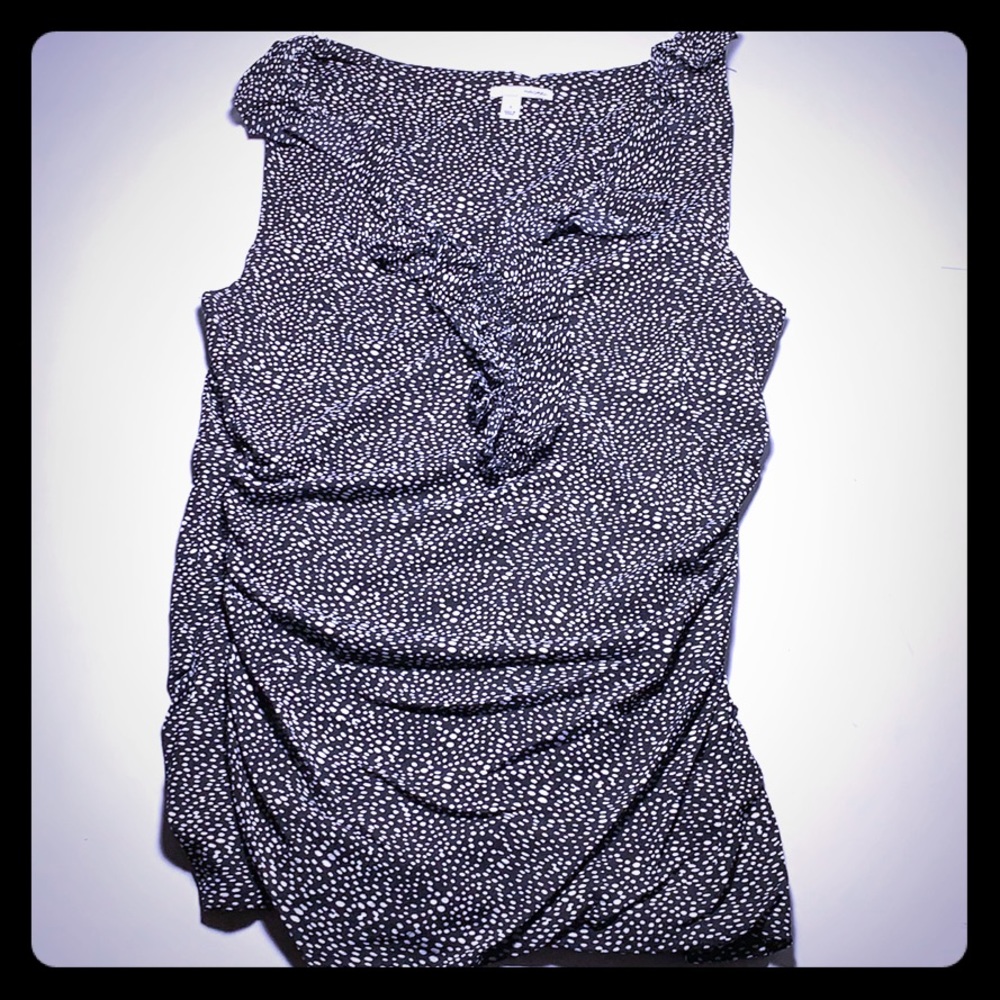 Halogen black polka dot fitted blouse